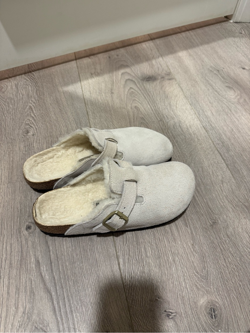 Birkenstock Women's Cozy Suede Mule Slippers in Off-White